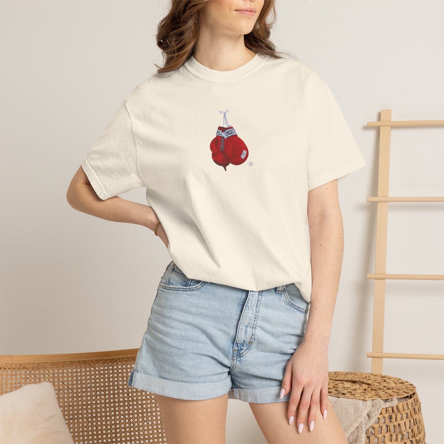 All Mighty Champion Tee — Vintage Boxing Gloves Graphic T-Shirt
