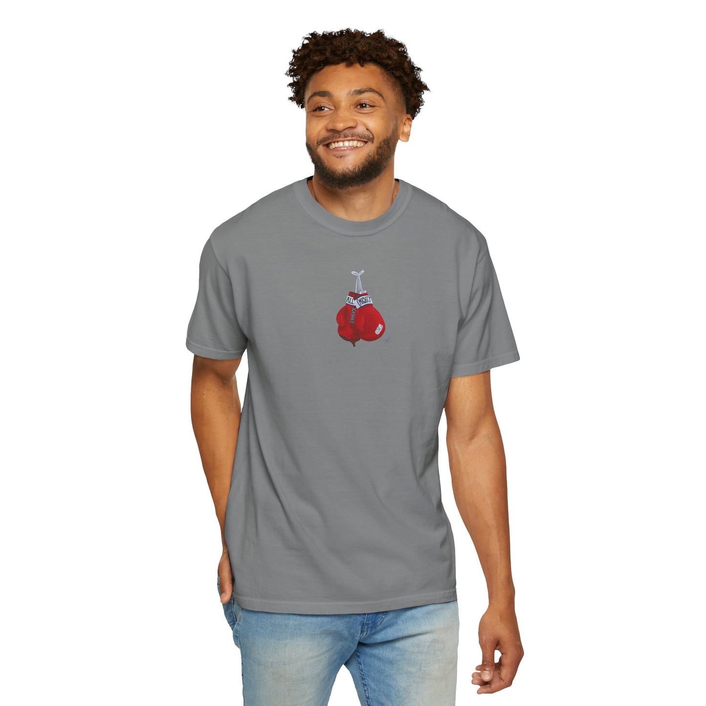 All Mighty Champion Tee — Vintage Boxing Gloves Graphic T-Shirt