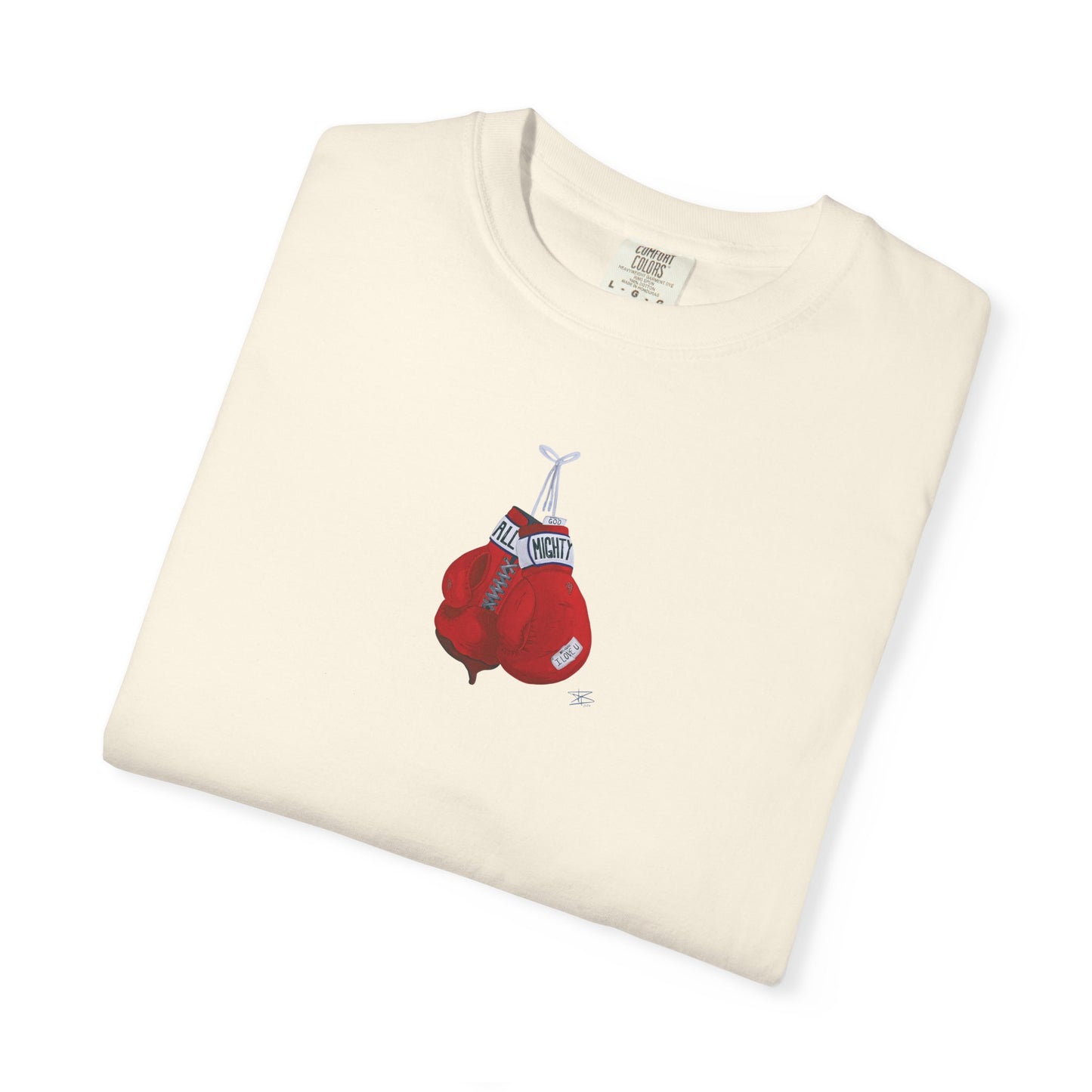 All Mighty Champion Tee — Vintage Boxing Gloves Graphic T-Shirt